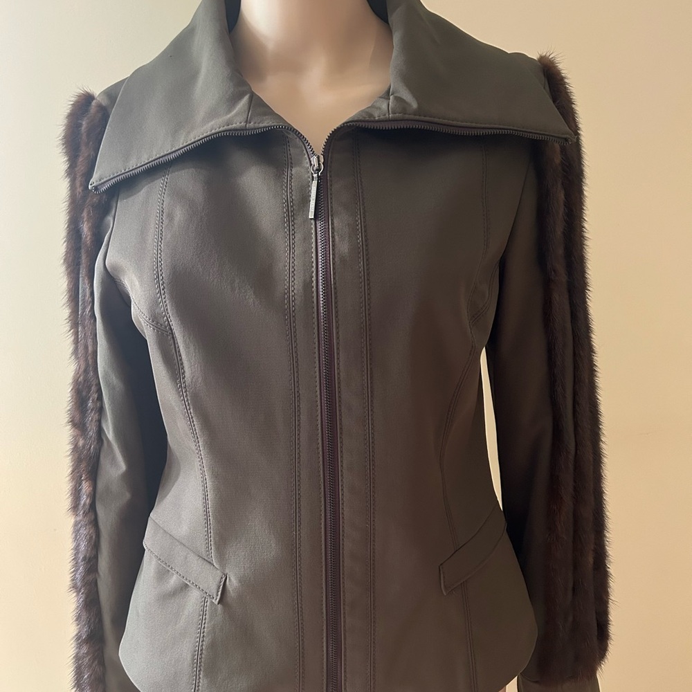 Gianfranco Ferre Brown Jacket with Fur Accents